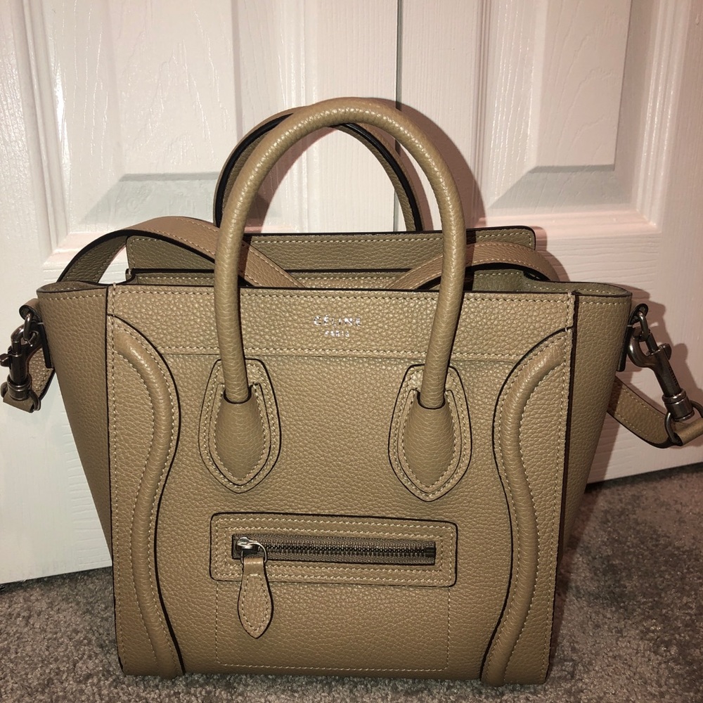 Celine beige Nano Luggage crossbody handbag